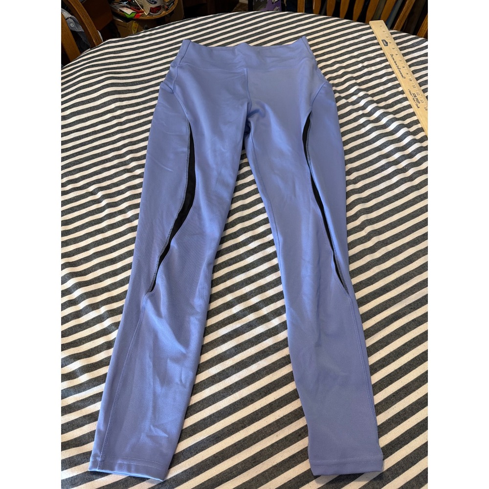 Pop Fit Womens High Waisted Mesh Panel Leggings Periwinkle Activewear Size L
